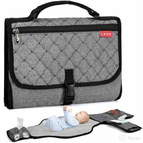 img 4 attached to Lekebaby Portable Diaper Changing 👶 Pad: Waterproof, Grey Baby Changing Mat