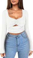 женский укороченный топ fensace slim fit с длинными рукавами, вырезами и рюшами — базовая футболка для сексуального образа логотип