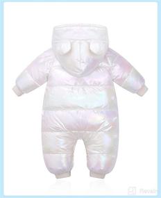 img 2 attached to 🧥 JELEUON Winter Warm Hooded Puffer Down Jacket Jumpsuit Snowsuit Romper for Baby Girls and Boys - One Piece Outwear