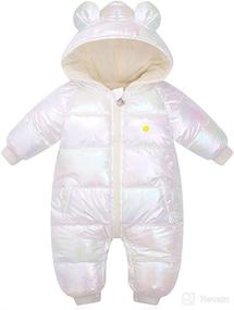 img 3 attached to 🧥 JELEUON Winter Warm Hooded Puffer Down Jacket Jumpsuit Snowsuit Romper for Baby Girls and Boys - One Piece Outwear