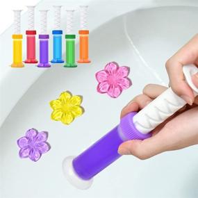 img 4 attached to 🚽 Toilet Gel Stamp, 6 Pcs/66 Count Fresh Flower Scented Gels for Long-lasting Bathroom Deodorizing Cleanliness - Includes Dispenser