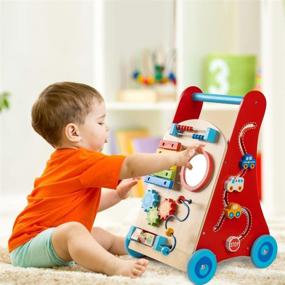 img 2 attached to 🚶 Функциональное деревянное ходунки-каталка Cossy для малышей от 18 месяцев и старше - игрушка для обучения ходьбе (улучшенная версия)