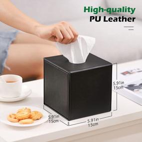 img 2 attached to Add A Touch Of Elegance To Your Space With Luxspire'S Modern PU Leather Tissue Box Holder In Black