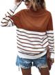 kirundo 2023 fall winter women's turtleneck knitted sweater long sleeve striped color block loose ribbed pullover tops 1 logo