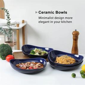 img 2 attached to ZONEYILA 10'' Porcelain Serving Bowls - Set Of 4 Navy Blue 30 Oz Salad Pasta Bowls - Microwave & Dishwasher Safe, Perfect For Parties And Entertaining