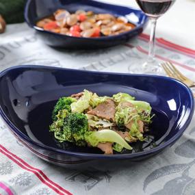 img 1 attached to ZONEYILA 10'' Porcelain Serving Bowls - Set Of 4 Navy Blue 30 Oz Salad Pasta Bowls - Microwave & Dishwasher Safe, Perfect For Parties And Entertaining