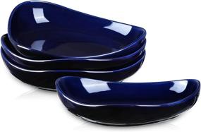 img 4 attached to ZONEYILA 10'' Porcelain Serving Bowls - Set Of 4 Navy Blue 30 Oz Salad Pasta Bowls - Microwave & Dishwasher Safe, Perfect For Parties And Entertaining
