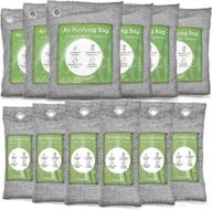 🎋 bamboo charcoal air purifying bag 12 pack - odor absorber, moisture absorber, natural air freshener, shoe deodorizer, pet odor eliminator - home, closet, car - 6x50g, 6x150g logo