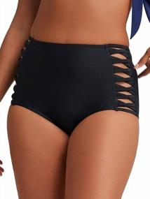 img 4 attached to Flaunt Your Curves With Yilisha'S Tummy Control High Waisted Bikini Bottoms - Black, Ruched And Perfect For Swimming