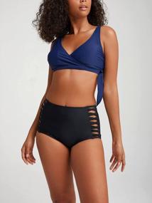 img 1 attached to Flaunt Your Curves With Yilisha'S Tummy Control High Waisted Bikini Bottoms - Black, Ruched And Perfect For Swimming