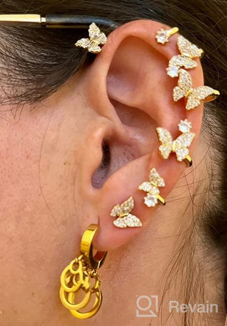 img 1 attached to Gold Vercret CZ Ear Cuff Earrings For Women - Adjustable Non-Piercing Cartilage Ear Clip Wrap-Around Accessory For Girls review by Josh Graham