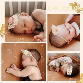 img 3 attached to Adorable 6PCS Baby Girl Flower Nylon Headband Set - Handmade Bow Hair Bands for Newborns, Infants, and Toddlers (Multicoloured-4, L)