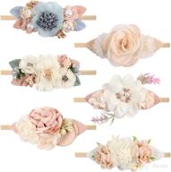 adorable 6pcs baby girl flower nylon headband set - handmade bow hair bands for newborns, infants, and toddlers (multicoloured-4, l) логотип