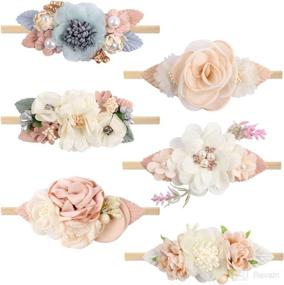 img 4 attached to Adorable 6PCS Baby Girl Flower Nylon Headband Set - Handmade Bow Hair Bands for Newborns, Infants, and Toddlers (Multicoloured-4, L)