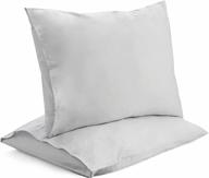 300 thread count smooth sateen poly cotton pillowcases in light gray for queen size bed - envelope style, machine washable and wrinkle-resistant (20x30 inches) by circleshome logo