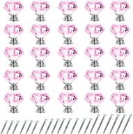 💎 set of 25 pink crystal glass knobs pulls - goodtou diamond shaped drawer cabinet knobs for dresser, kitchen, wardrobe, cupboard (30mm) logo