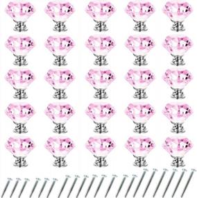 img 4 attached to 💎 Set of 25 Pink Crystal Glass Knobs Pulls - GoodtoU Diamond Shaped Drawer Cabinet Knobs for Dresser, Kitchen, Wardrobe, Cupboard (30mm)