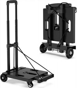 img 4 attached to Heavy Duty 265 LB Capacity Foldable Hand Truck Dolly Cart For Moving, Portable Collapsible Luggage Trolley With 4 Wheels For Office Travel Shopping Use - Black