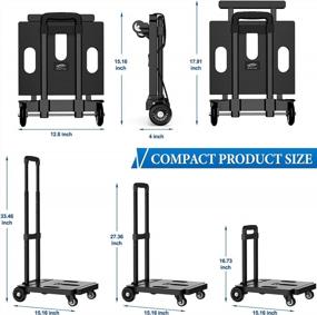 img 2 attached to Heavy Duty 265 LB Capacity Foldable Hand Truck Dolly Cart For Moving, Portable Collapsible Luggage Trolley With 4 Wheels For Office Travel Shopping Use - Black