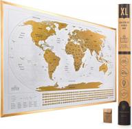 discover the world in style: xl scratch off map with flags & us states - perfect travel companion! logo