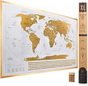 img 4 attached to Discover The World In Style: XL Scratch Off Map With Flags & US States - Perfect Travel Companion!