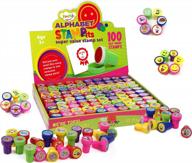 kraftic 100 piece stamps set for kids and toddlers with emojis, alphabet, animals stamp, vehicles, and everyday object stampers logo