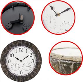 img 3 attached to Bestime 『Plastic』 14-Inch Faux-Slate Indoor/Outdoor Weatherproof Stone Wall Clock With Thermometer, Hygrometer. Weather Resistant Is Ideal For Garden, Lanai, Farmhouse, Yard, Home Decoration