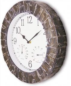 img 2 attached to Bestime 『Plastic』 14-Inch Faux-Slate Indoor/Outdoor Weatherproof Stone Wall Clock With Thermometer, Hygrometer. Weather Resistant Is Ideal For Garden, Lanai, Farmhouse, Yard, Home Decoration