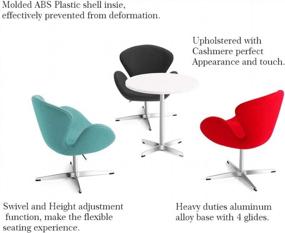 img 1 attached to Classic Swan Chair Swivel Height Adjustable Lounge Chair - Cashmere Red (No Ottoman)