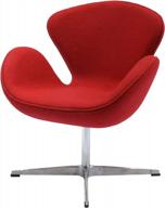 классическое кресло-лебедь, вращающееся регулируемое по высоте кресло для отдыха - красный кашемир (без пуфика) логотип