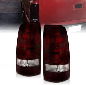 img 4 attached to AmeriLite Dark Red Replacement Brake Tail Lights Pair for 🛑 99-02 Chevy Silverado / 99-06 GMC Sierra (Passenger & Driver Side)