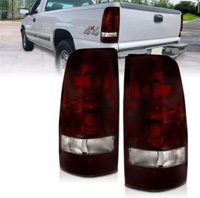 img 3 attached to AmeriLite Dark Red Replacement Brake Tail Lights Pair for 🛑 99-02 Chevy Silverado / 99-06 GMC Sierra (Passenger & Driver Side)