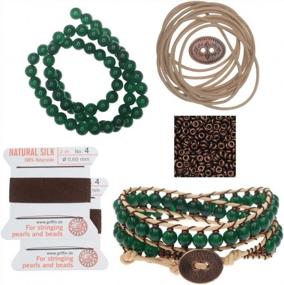 img 4 attached to Эксклюзивный набор украшений: Beadaholique Refill - кожаный браслет с двойной оберткой зеленого/медного цвета