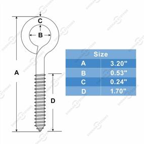 img 2 attached to SHONAN 3.2" Stainless Steel Eye Screws For Wood, 8 Pcs Heavy Duty Screw Eye Hooks, Eye Screw Hooks For Hanging Hammock, Swing, Clothesline, Eye Bolt Hooks For Outdoor Activities, 150 Lbs Capacity