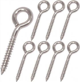 img 4 attached to SHONAN 3.2" Stainless Steel Eye Screws For Wood, 8 Pcs Heavy Duty Screw Eye Hooks, Eye Screw Hooks For Hanging Hammock, Swing, Clothesline, Eye Bolt Hooks For Outdoor Activities, 150 Lbs Capacity