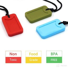 img 3 attached to Sensory Chew Necklaces for Kids with Autism, ADHD, and SPD - 3 Pack Silicone Dog Tag Chewables