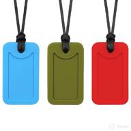 sensory chew necklaces for kids with autism, adhd, and spd - 3 pack silicone dog tag chewables logo