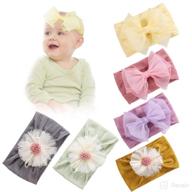 🎀 6pcs baby girls nylon headbands with chiffon bows and flowers - soft, stretchy hairbands | ideal hair accessories for newborns, toddlers, and infants логотип