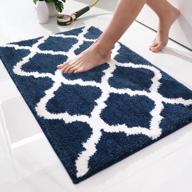 luxury soft & absorbent non-slip bath rug mat - olanly 16x24 navy logo