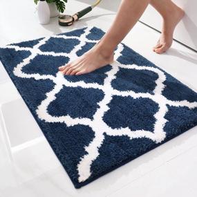 img 4 attached to Luxury Soft & Absorbent Non-Slip Bath Rug Mat - OLANLY 16X24 Navy