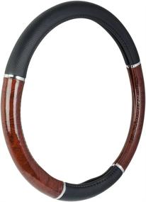 img 4 attached to 🚗 Enhanced Performance 35710P Black Steering Wheel Cover with Stylish Woodgrain Design and Chrome Accents