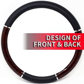 img 2 attached to 🚗 Enhanced Performance 35710P Black Steering Wheel Cover with Stylish Woodgrain Design and Chrome Accents