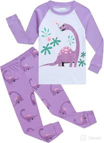 img 4 attached to 🦄 Cute Princess Dinosaur Pajamas: Long Sleeve Unicorn Sleepwear for Girls (2-7 Years)