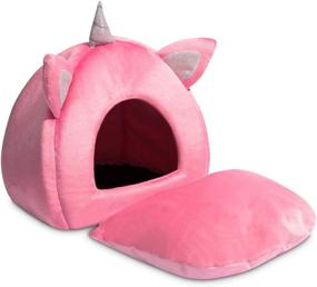 img 2 attached to 🦄 Pink Unicorn Hollypet Warm Small Pet Animals Bed: Ideal Mini House for Dutch Pigs, Hamsters, Hedgehogs, Rats, Chinchillas, and Guinea Pigs