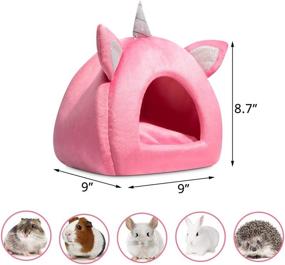 img 3 attached to 🦄 Pink Unicorn Hollypet Warm Small Pet Animals Bed: Ideal Mini House for Dutch Pigs, Hamsters, Hedgehogs, Rats, Chinchillas, and Guinea Pigs