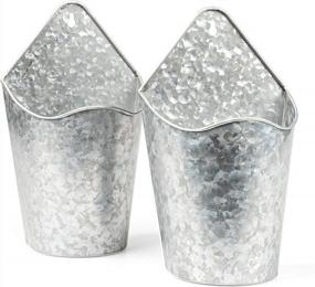 img 4 attached to 10 Inch Galvanized Metal Wall Planter Vases For Flowers - 2 Pack Farmhouse Style Hanging Wall Decor