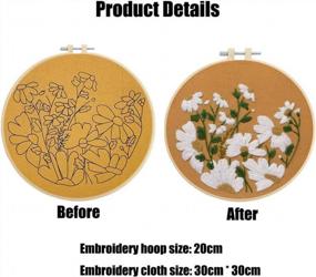 img 1 attached to Embroidery Starters Kit With Pattern For Beginners, Cross Stitch Kit Stamped Embroidery Kits For Adults Include Clothes With Floral Pattern, Embroidery Hoops, Instructions, Threads & Needles (Flowers)