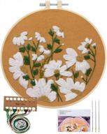 embroidery starters kit with pattern for beginners, cross stitch kit stamped embroidery kits for adults include clothes with floral pattern, embroidery hoops, instructions, threads & needles (flowers) logo