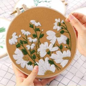 img 3 attached to Embroidery Starters Kit With Pattern For Beginners, Cross Stitch Kit Stamped Embroidery Kits For Adults Include Clothes With Floral Pattern, Embroidery Hoops, Instructions, Threads & Needles (Flowers)