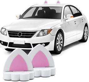 img 4 attached to YGMONER Cat Ears Car Roof 🐱 Refit Styling Sticker: Foam 3D, White Pair